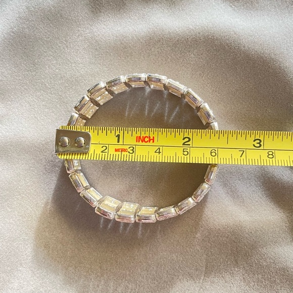 Handmade Elastic Bling Crystal Rhinestone Silver Bracelet Bangle - Picture 3 of 3